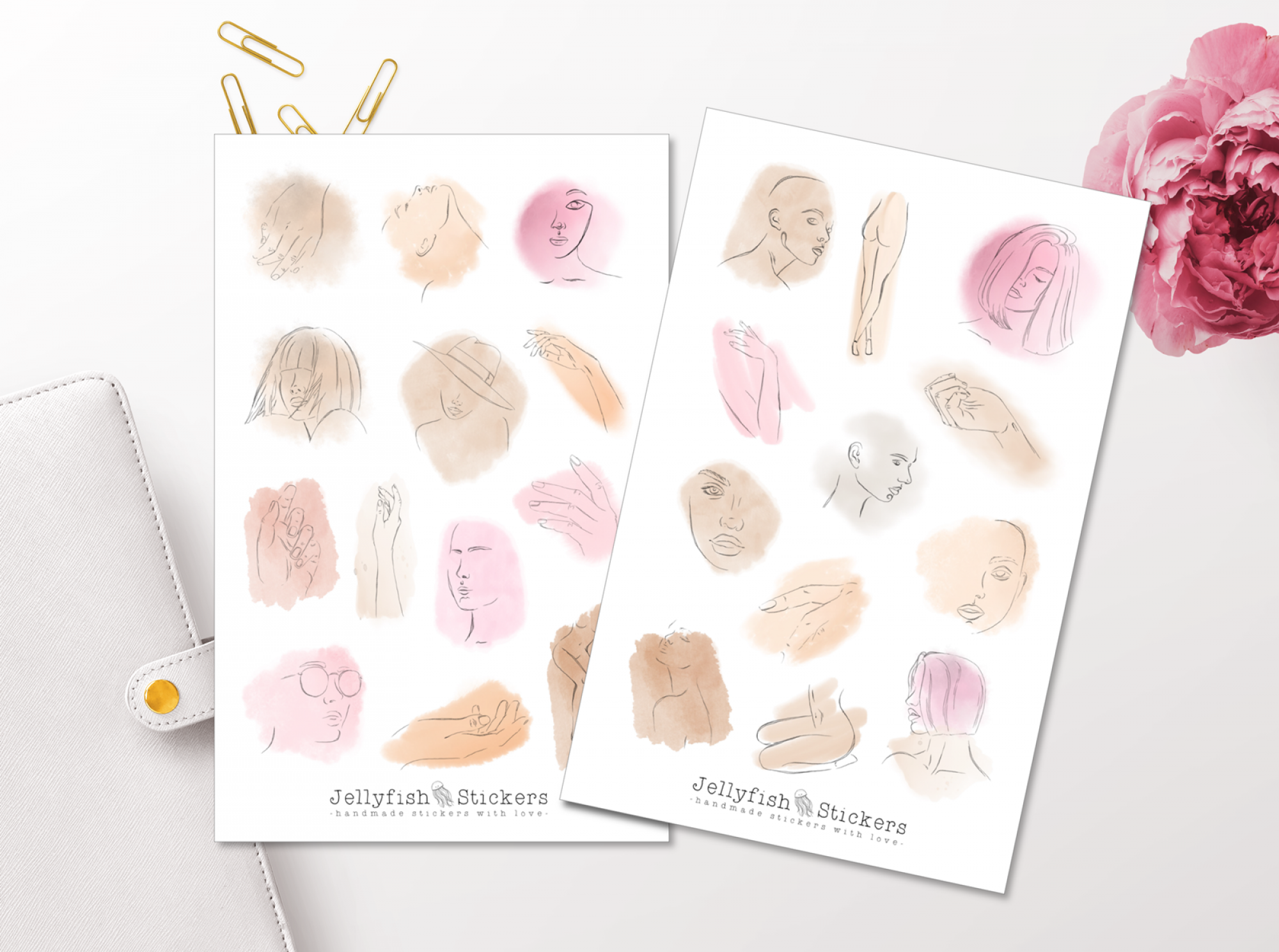 Women Faces Sticker Set